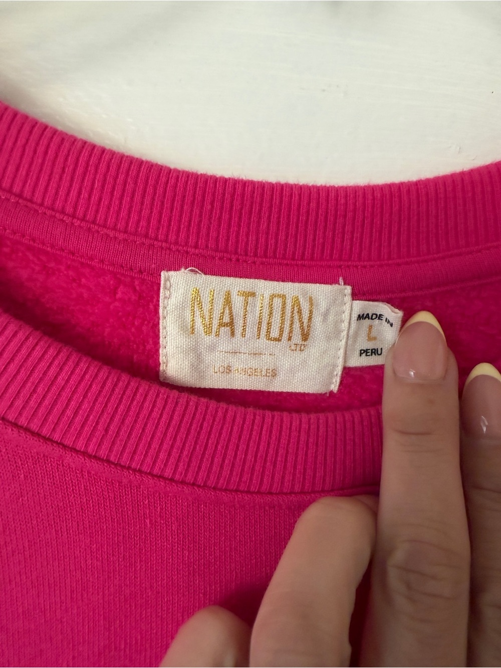 Nation LTD Joss Sweatshirt Barbie Pink Draped Sleeves Cotton Casual Comfy Lg - Picture 12 of 16